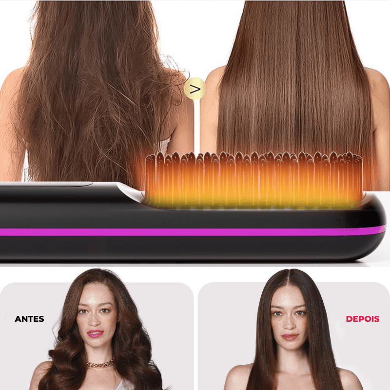 Pente Alisador Sync Hair 5 em 1 Sem Fio - Cabelos Lisos e Sem Frizz em Segundos