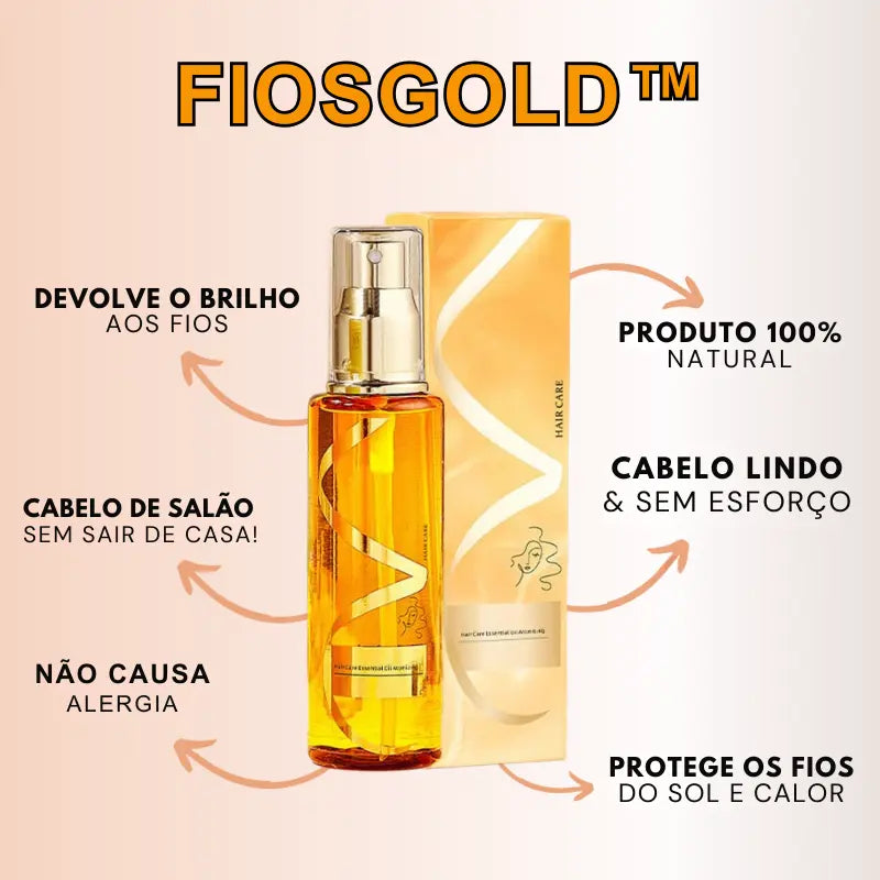 FiosGold™: Spray Finalizador para Cabelos - Hidrata, Nutre, Alisa e Fortelece os Fios