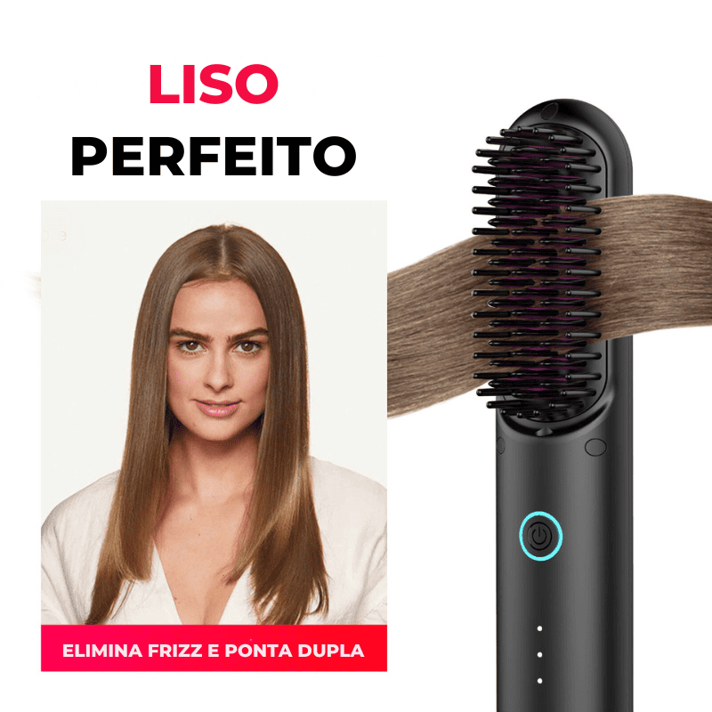 Pente Alisador Sync Hair 5 em 1 Sem Fio - Cabelos Lisos e Sem Frizz em Segundos