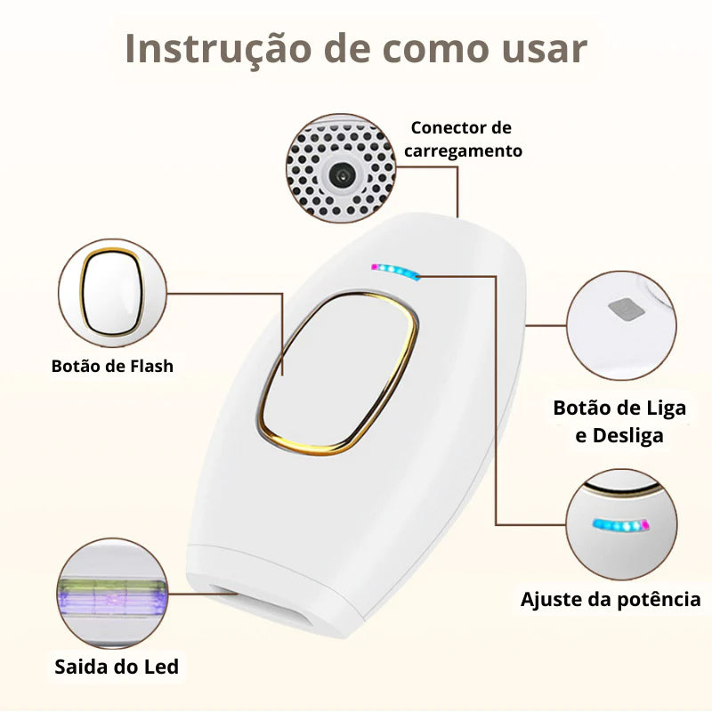 Depilador a Laser Definitivo Luz Pulsada IPL + Creme Hidratante - GRÁTIS