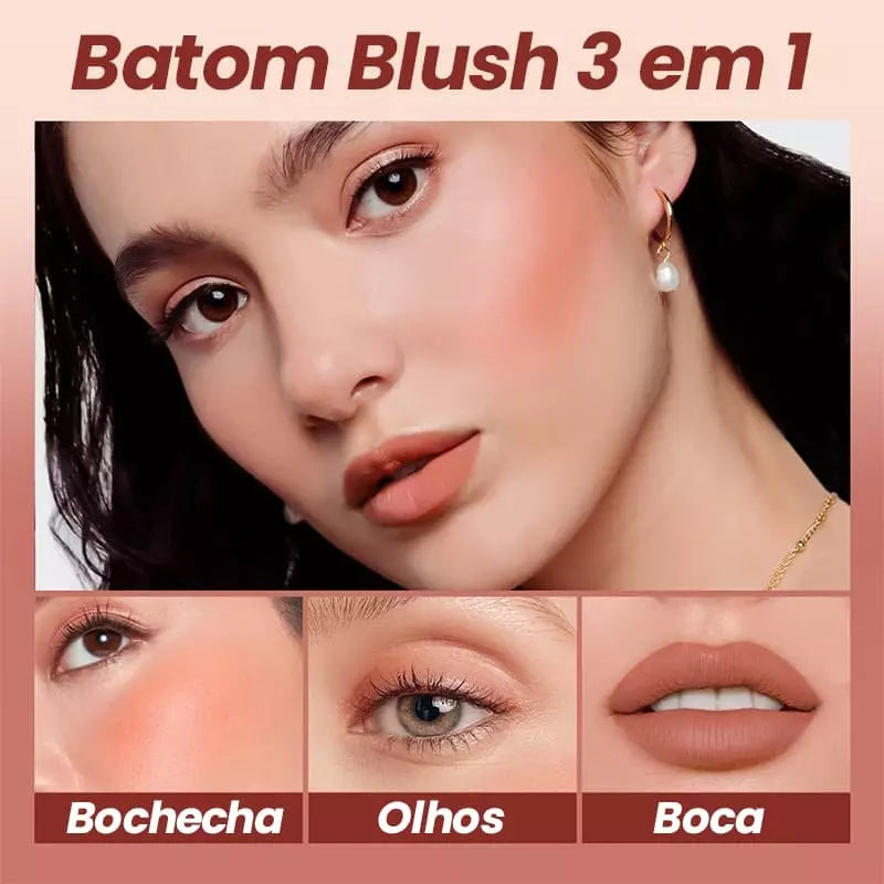 Batom Blush com Sombra - 3 em 1