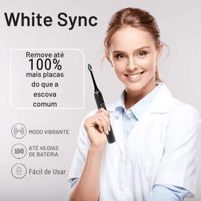 Escova de Dente Eletrica White Sync 5 em 1 + Estojo e 4 Escovas Extras Grátis