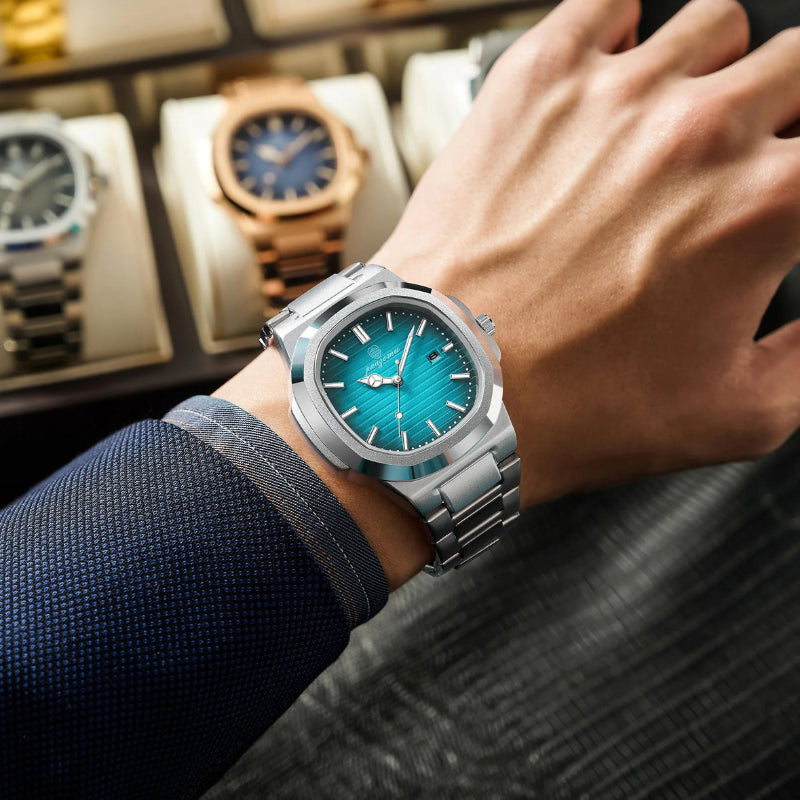 Relógio De Luxo Masculino Aço Inoxidável E Quartzo - À Prova D'água