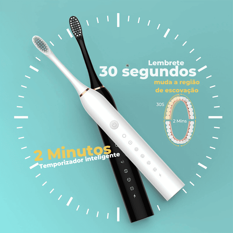 Escova de Dente Eletrica White Sync 5 em 1 + Estojo e 4 Escovas Extras Grátis